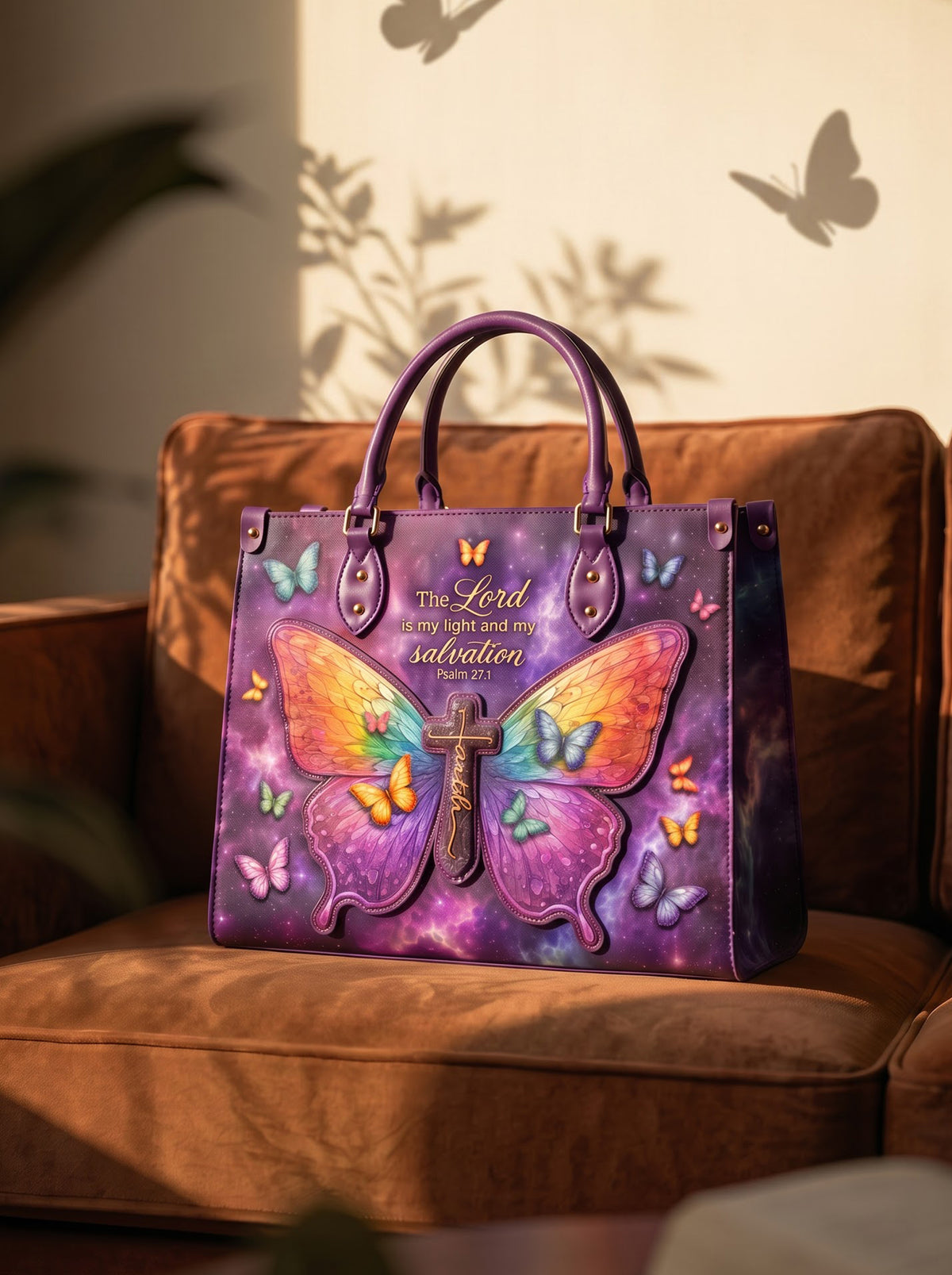 My Light - Psalm 27:1 Applique Leather Handbag Pre-order