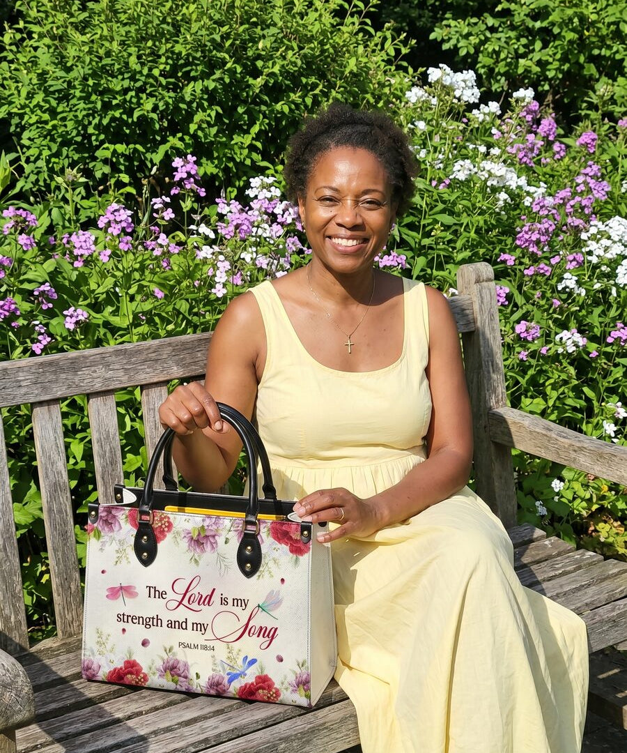 Blessac leather bag featuring a Bible verse — America 250 Sale