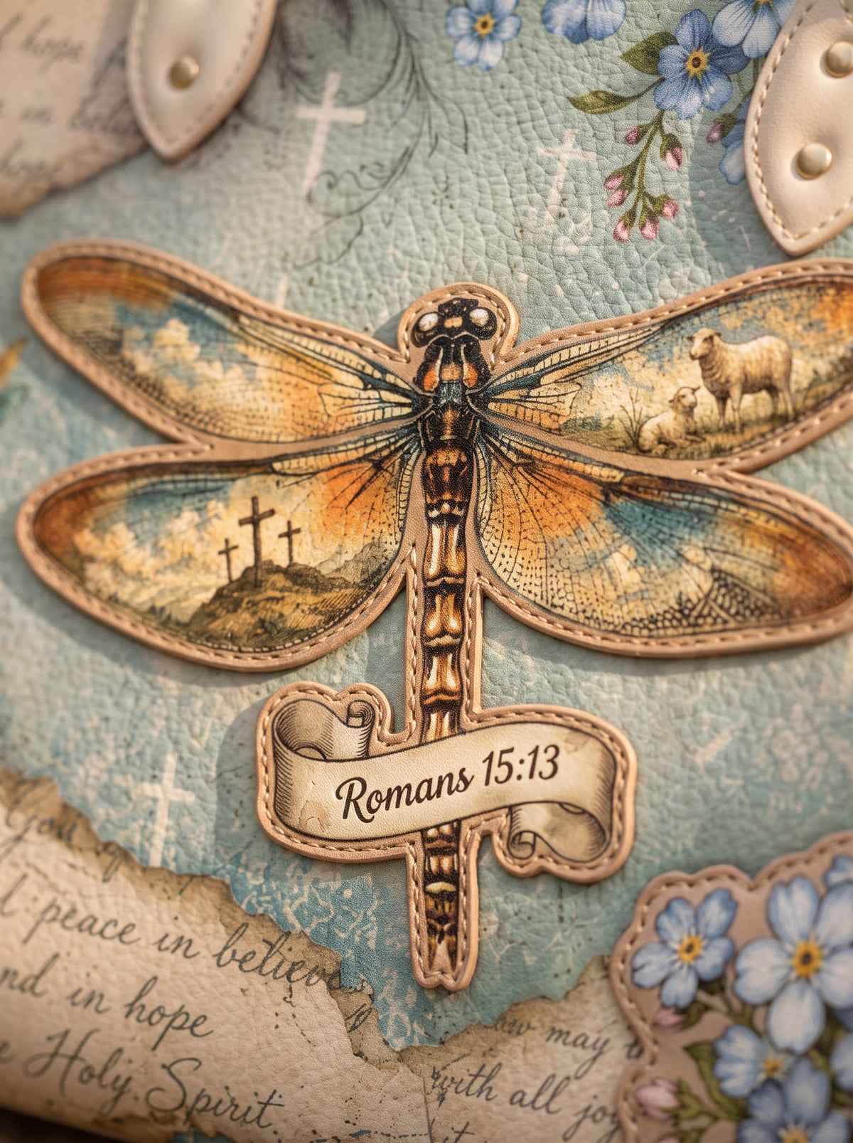 Hope Rising - Romans 15:13 Applique Leather Handbag Pre-order