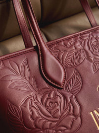 Proverbs 3:5 - Cherry Wine Embossed Leather Tote Pre-order