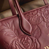 Proverbs 3:5 - Cherry Wine Embossed Leather Tote