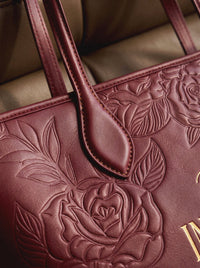 Proverbs 3:5 - Cherry Wine Embossed Leather Tote