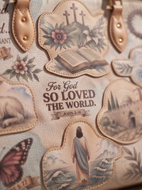 Every Promise - John 3:16 Applique Leather Handbag