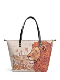 Lion of Judah - Joshua 1:9 Leather Tote Bag Preorder
