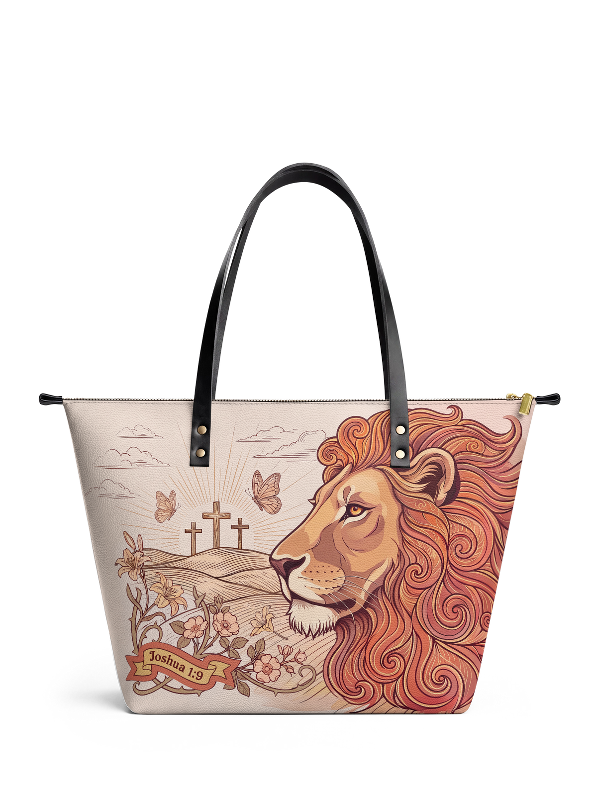 Lion of Judah - Joshua 1:9 Leather Tote Bag Preorder