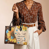 "Presence" - Psalm 46:10 Leather Handbag