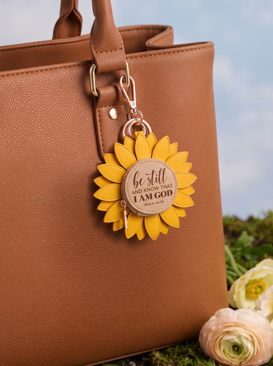 "Be Still & Know" - Sunflower Coin Purse Charm