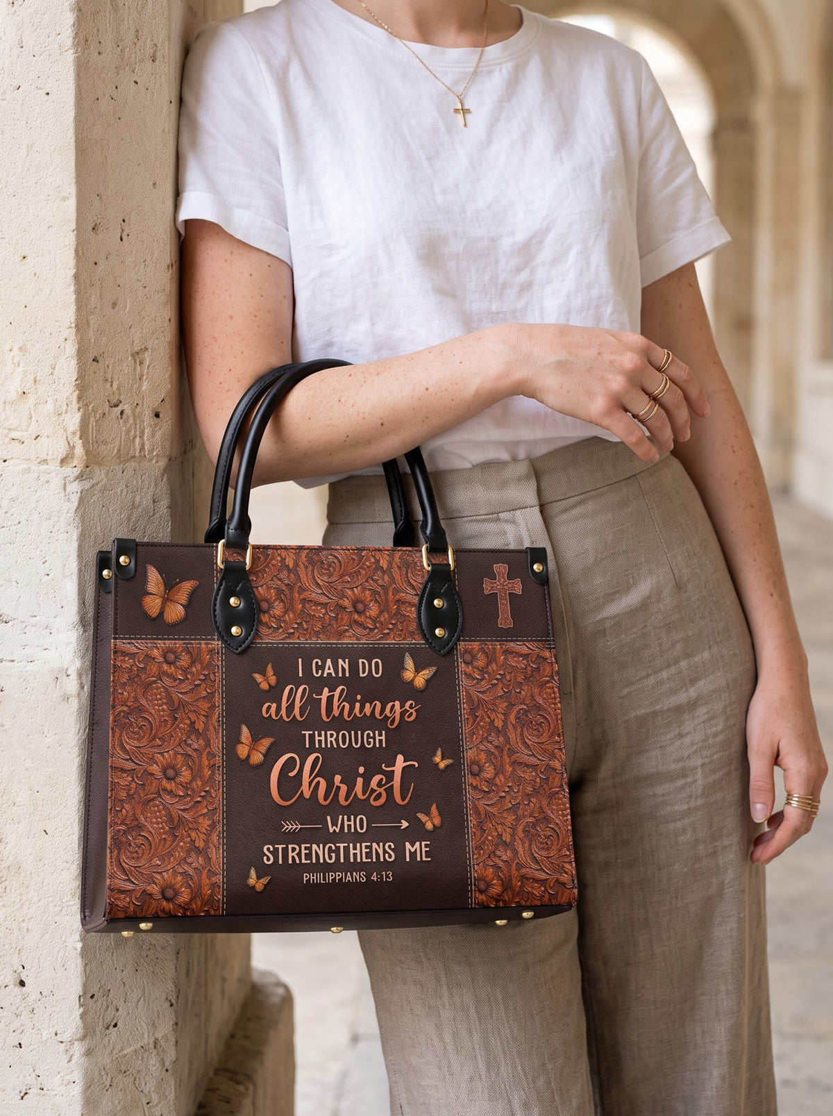 Believe - Philippians 4:13 Deluxe Leather Handbag Pre-order