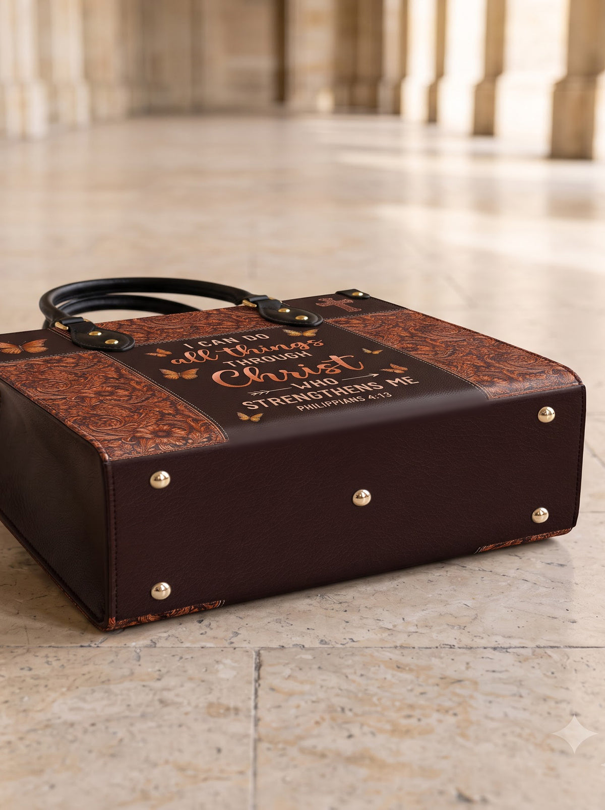 Believe - Philippians 4:13 Deluxe Leather Handbag Pre-order