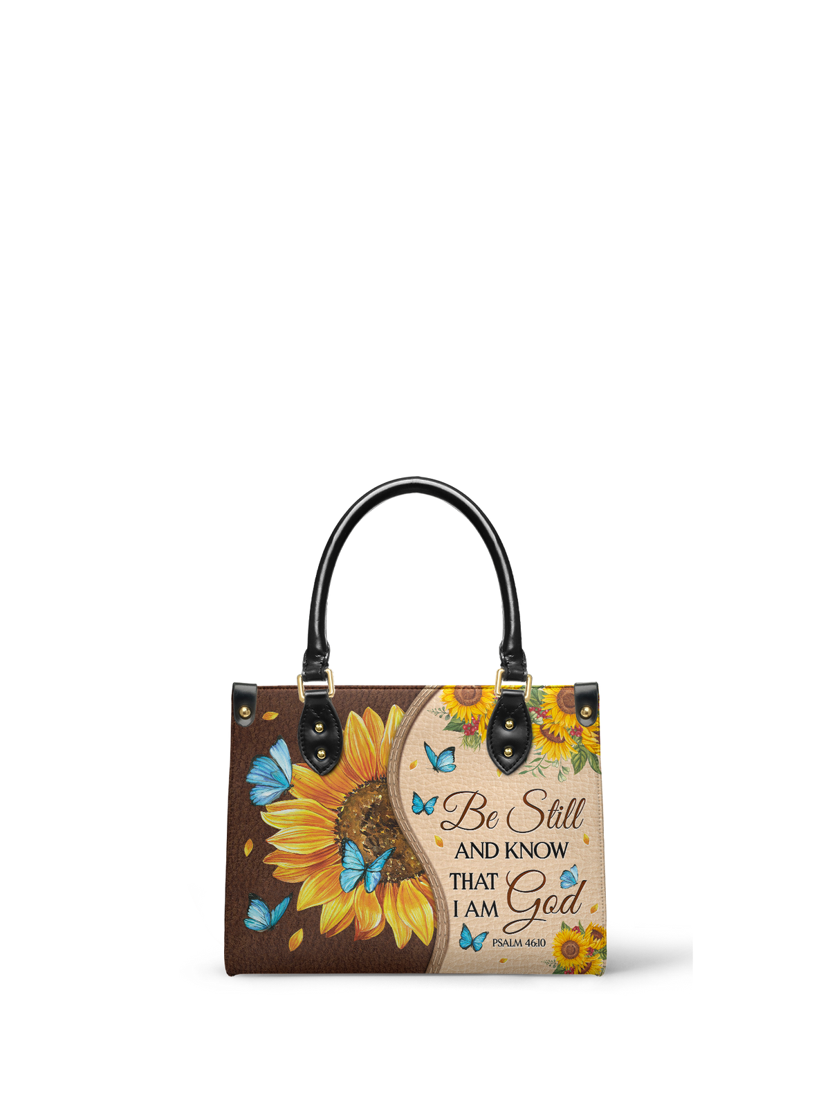 Presence - Psalm 46:10 Small Leather Handbag