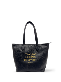 Matt 19:26 - Black Embossed Leather Tote Pre-order