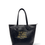 Matt 19:26 - Black Embossed Leather Tote