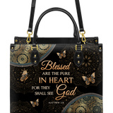 "Pure" - Matthew 5:8 Leather Handbag
