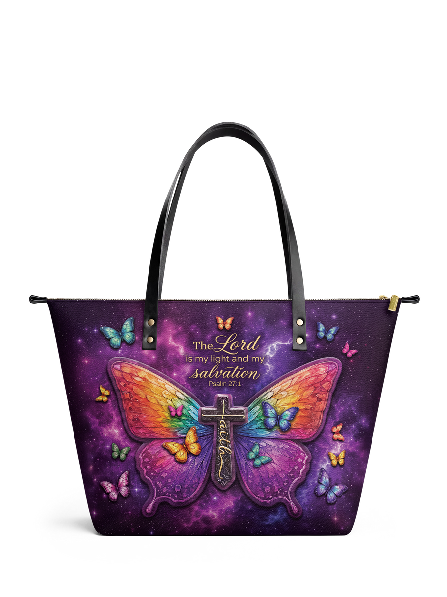 My Light - Psalm 27:1 Leather Tote Bag Preorder