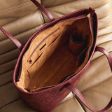 Proverbs 3:5 - Cherry Wine Embossed Leather Tote
