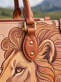 Lion of Judah - Joshua 1:9 Applique Leather Handbag Pre-order