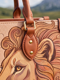 Lion of Judah - Joshua 1:9 Applique Leather Handbag