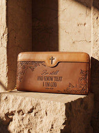 Majestic - Psalm 46:10 Embossed Leather Wallet