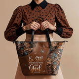 "Stillness" - Psalm 46:10 Leather Tote Bag