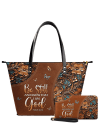 Stillness - Psalm 46:10 Leather Tote Bag Deal