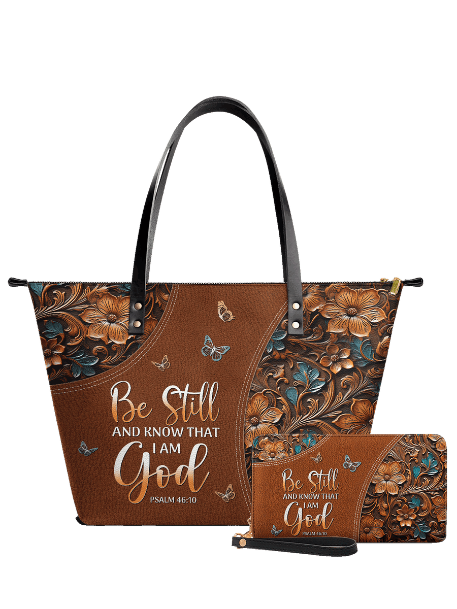 Stillness - Psalm 46:10 Leather Tote Bag Deal