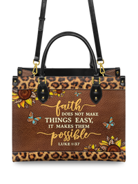 Possible - Luke 1:37 Leather Handbag