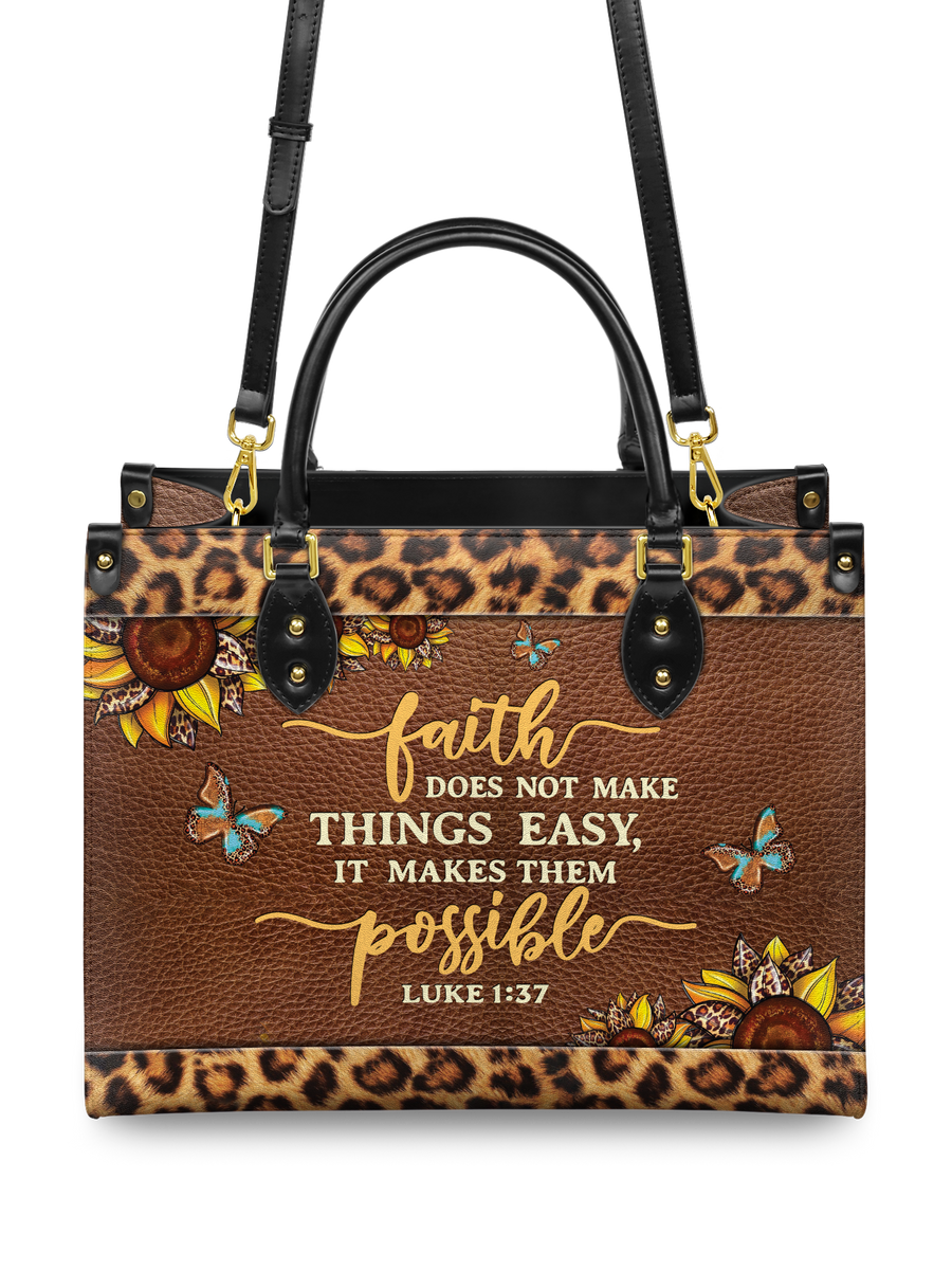 Possible - Luke 1:37 Leather Handbag