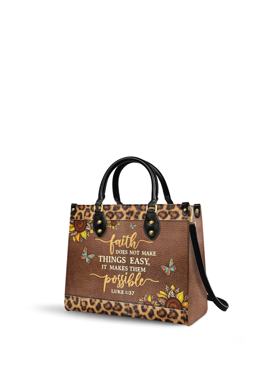 Possible - Luke 1:37 Leather Handbag