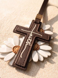 "Faith in Bloom" - Daisy Cross Leather Bag Charm