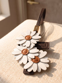 "Faith in Bloom" - Daisy Cross Leather Bag Charm