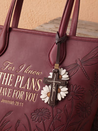 "Faith in Bloom" - Daisy Cross Leather Bag Charm