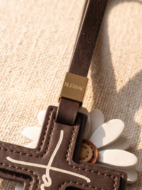 "Faith in Bloom" - Daisy Cross Leather Bag Charm