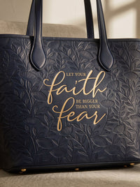 Faith Over Fear - Embossed Leather Tote