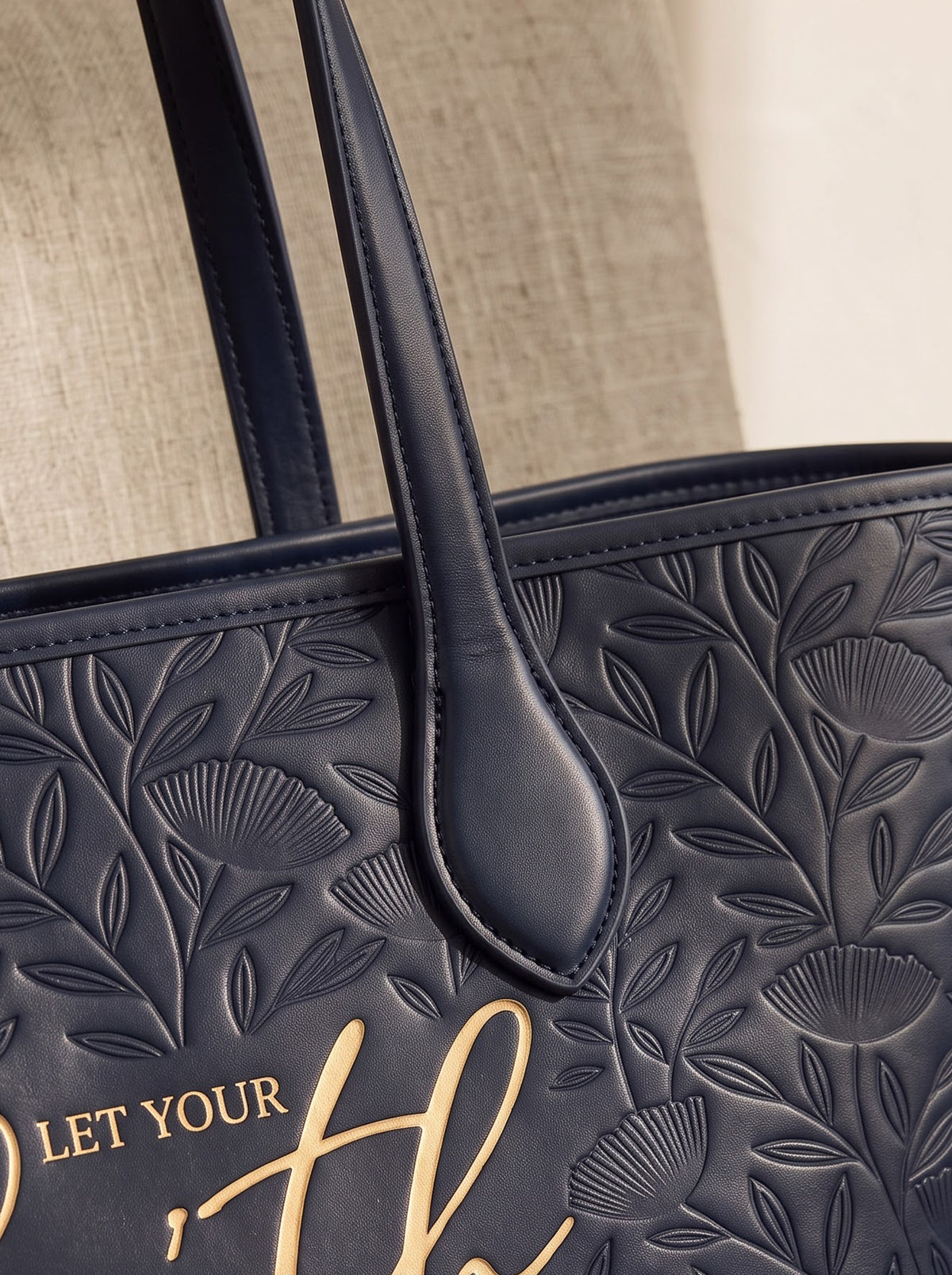Faith Over Fear - Embossed Leather Tote