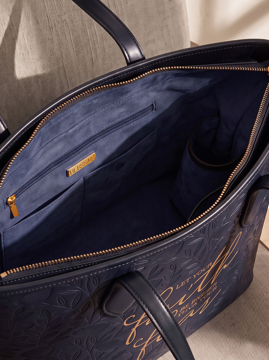 Faith Over Fear - Embossed Leather Tote