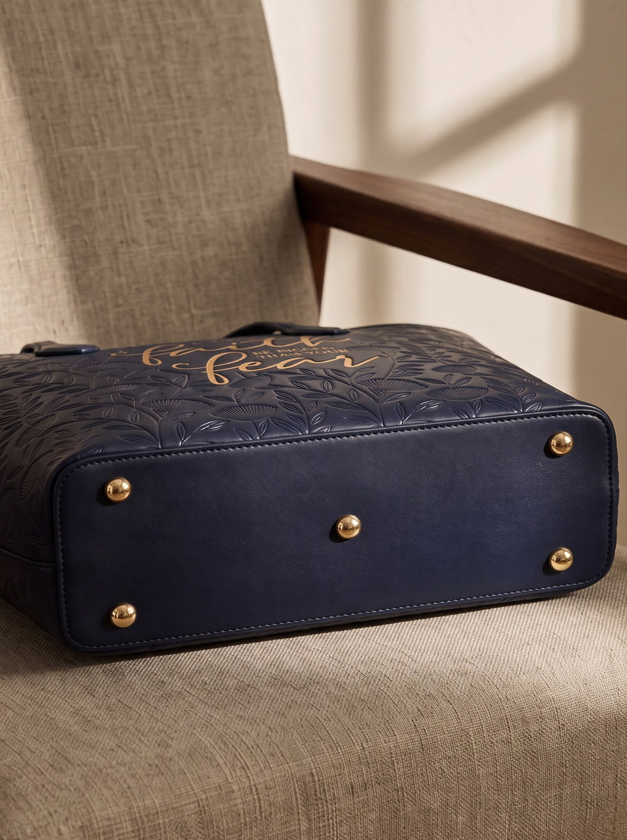Faith Over Fear - Embossed Leather Tote