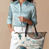 "Poise" - 2 Timothy 1:7 Leather Tote Bag