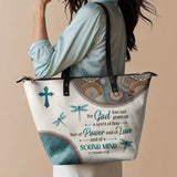 "Poise" - 2 Timothy 1:7 Leather Tote Bag