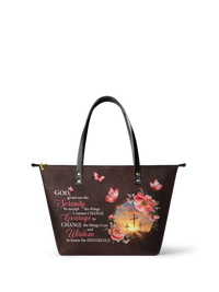 God Grant Me The Serenity Leather Tote Bag