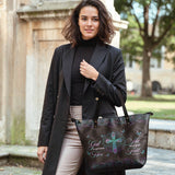 "Unshaken" - Psalm 46:5 Leather Tote Bag