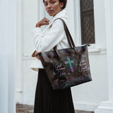 "Unshaken" - Psalm 46:5 Leather Tote Bag