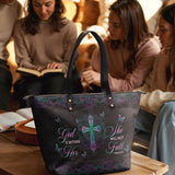 "Unshaken" - Psalm 46:5 Leather Tote Bag