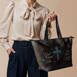 "Unshaken" - Psalm 46:5 Leather Tote Bag