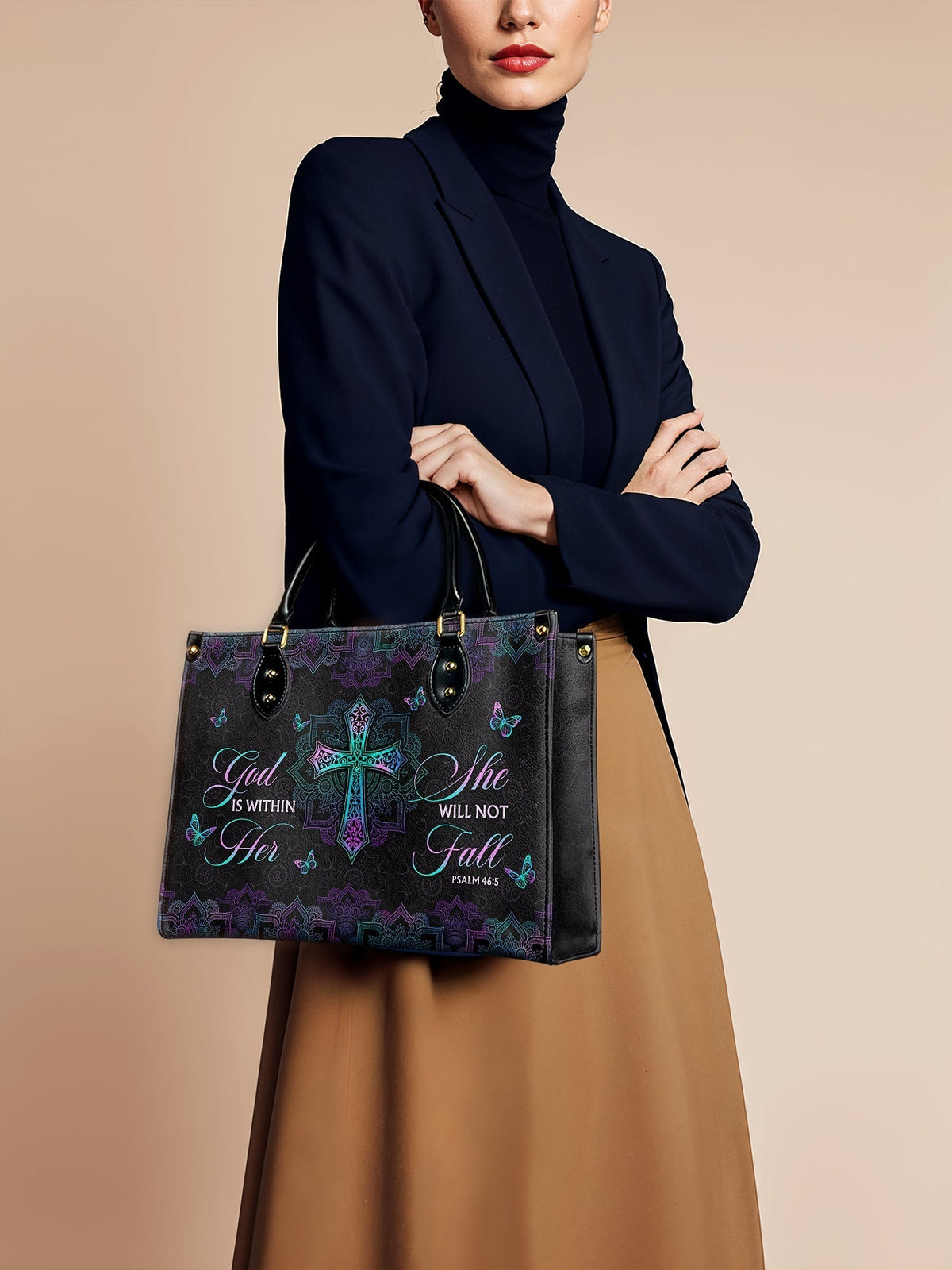 Unshaken - Psalm 46:5 Leather Handbag