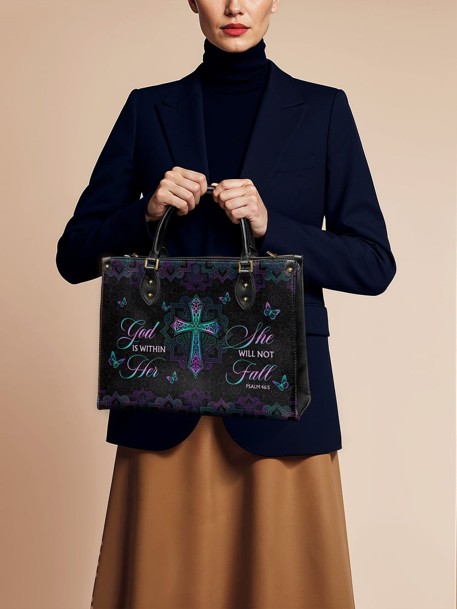 Unshaken - Psalm 46:5 Leather Handbag