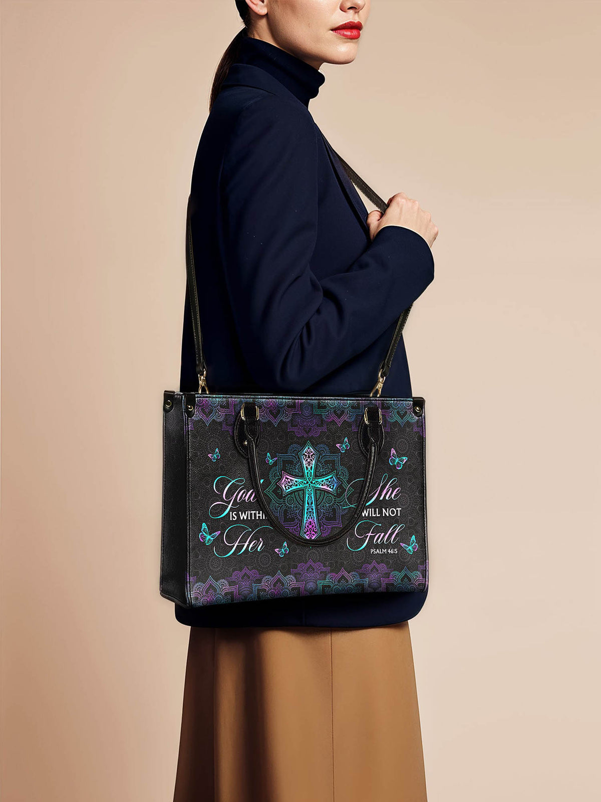 Unshaken - Psalm 46:5 Leather Handbag