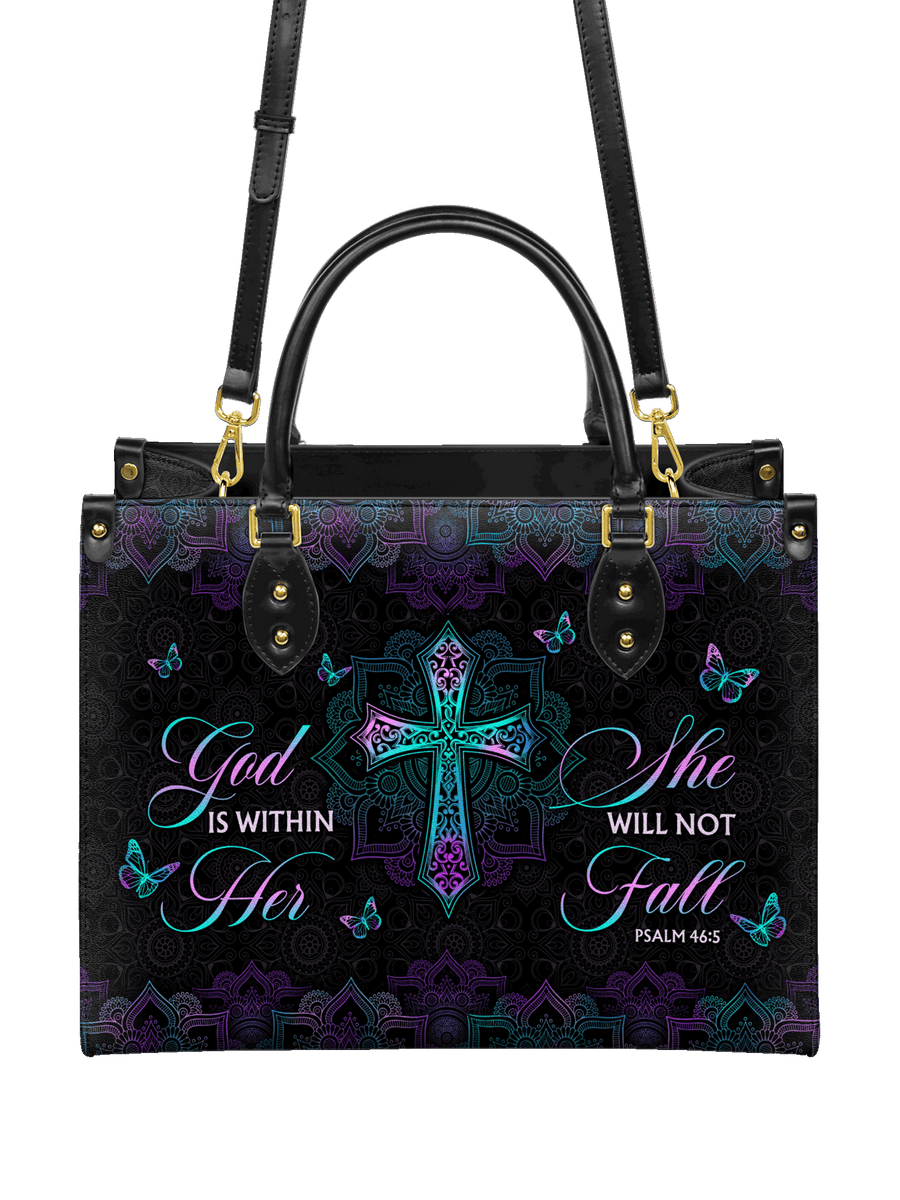 Unshaken - Psalm 46:5 Leather Handbag