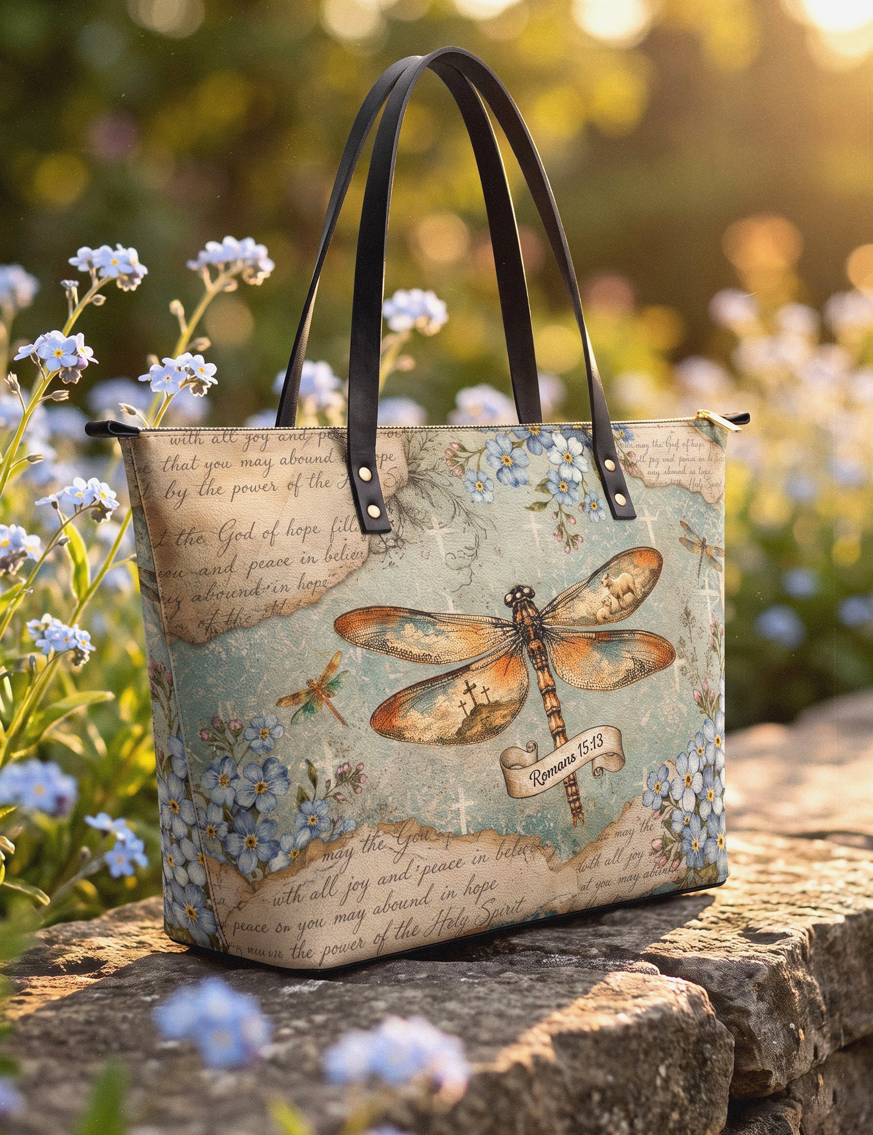Hope Rising - Romans 15:13 Leather Tote Bag Preorder
