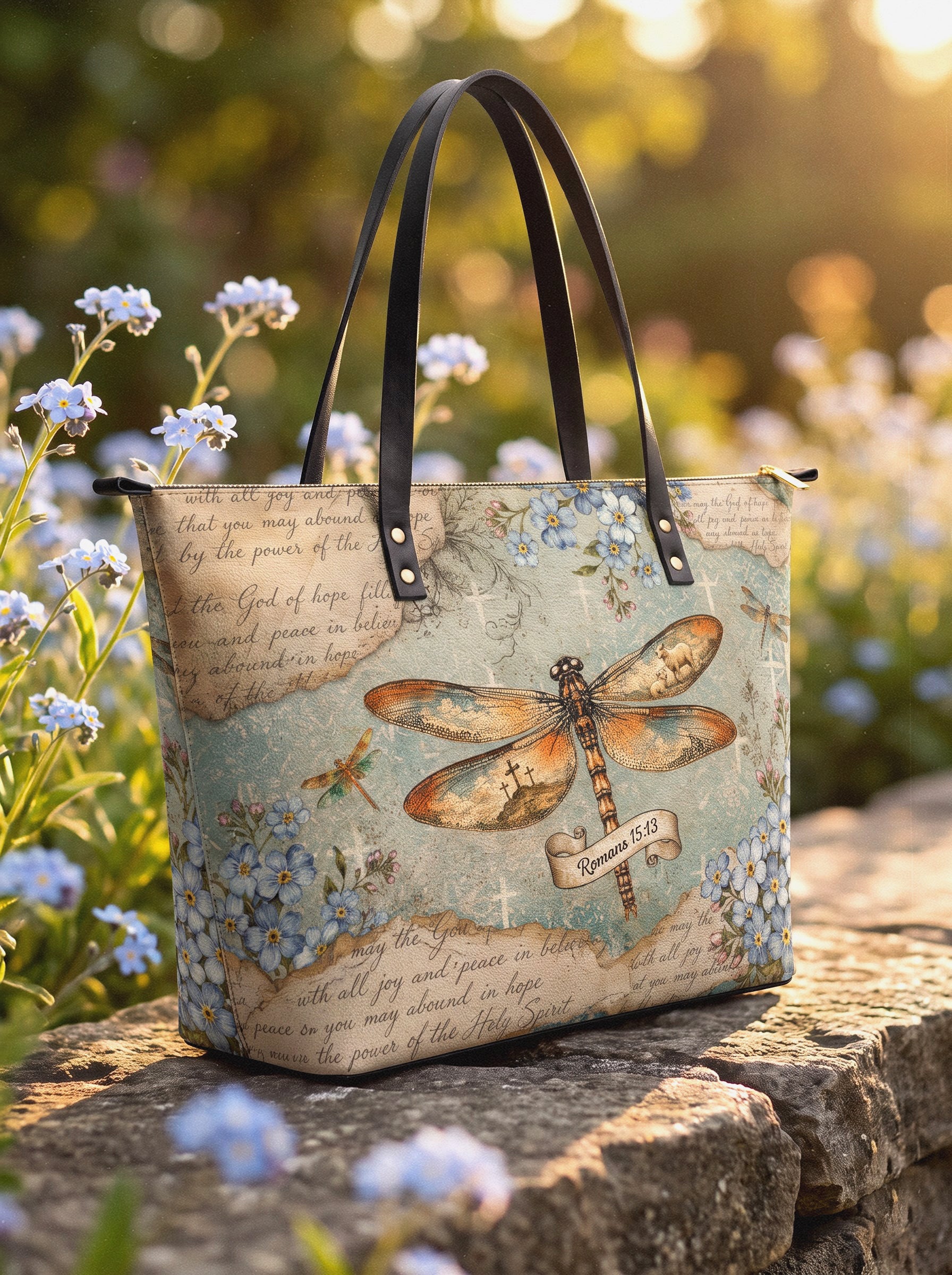 Hope Rising - Romans 15:13 Leather Tote Bag Preorder