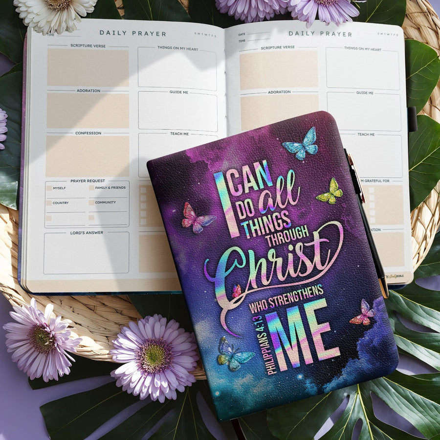 Strength - Philippians 4:13 Leather Prayer Journal